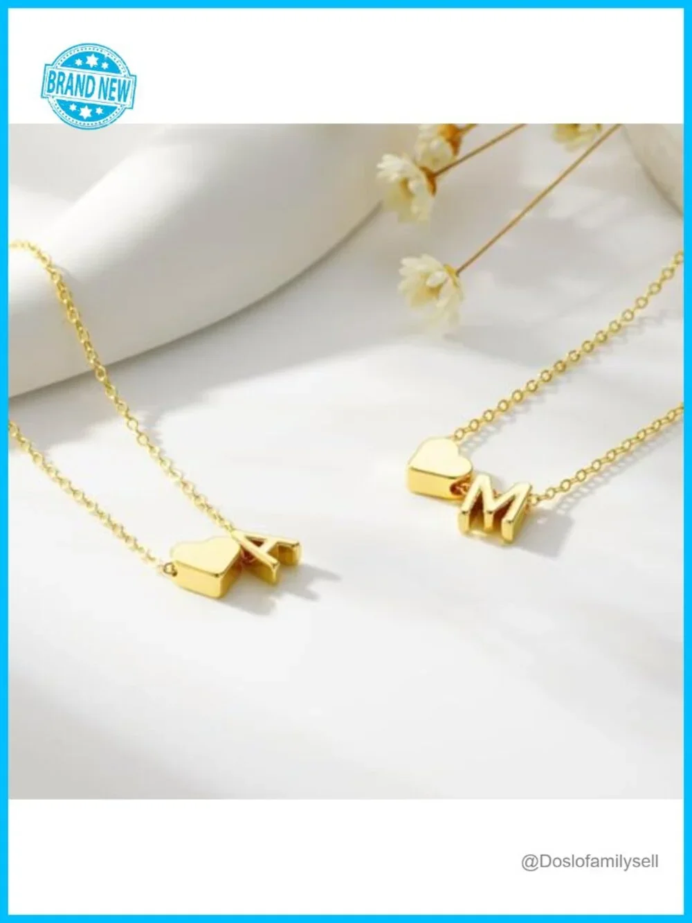 14K-Gold-Plated Heart Initial Adjustable Charm Bracelet Set